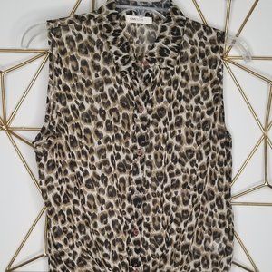 Love Culture Leopard Print Collar Button Up Blouse